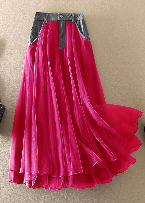 Natural Black high waist Patchwork Tulle Skirts Spring