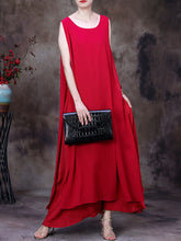 Load image into Gallery viewer, Plus Size Women Summer Irregular Hem Solid Loose Vest Dress