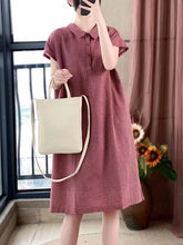 Load image into Gallery viewer, Plus Size Women Casual Summer Lattice Artsy Pleat Loose Dress