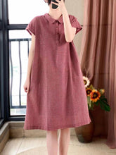 Load image into Gallery viewer, Plus Size Women Casual Summer Lattice Artsy Pleat Loose Dress
