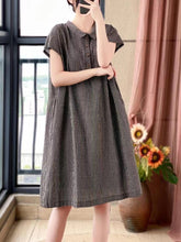 Load image into Gallery viewer, Plus Size Women Casual Summer Lattice Artsy Pleat Loose Dress
