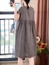 Load image into Gallery viewer, Plus Size Women Casual Summer Lattice Artsy Pleat Loose Dress