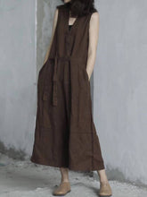 Load image into Gallery viewer, Women Summer Casual Solid Pocket Loose Linen Vest Jumpsuits