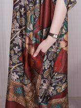 Load image into Gallery viewer, Women Summer Vintage Flower Spliced Loose Silk Dress