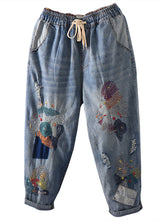 Load image into Gallery viewer, Women Summer Vintage Stitching Pocket Denim Harem Pants