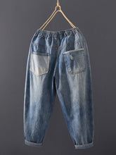 Load image into Gallery viewer, Women Summer Vintage Stitching Pocket Denim Harem Pants