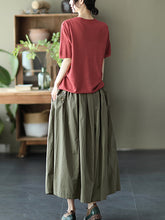 Load image into Gallery viewer, Women Summer Solid Pleat Button Pocket Wide-leg Pants