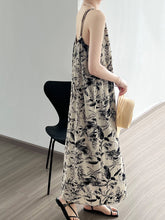 Load image into Gallery viewer, Women Summer Artsy Floral Ink-print Vest Dress