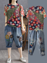 Load image into Gallery viewer, Women Summer Vintage Stitching Pocket Denim Harem Pants