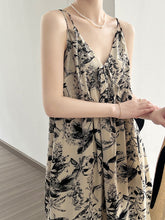 Load image into Gallery viewer, Women Summer Artsy Floral Ink-print Vest Dress