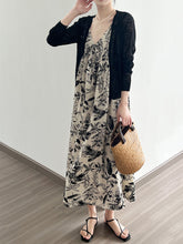 Load image into Gallery viewer, Women Summer Artsy Floral Ink-print Vest Dress
