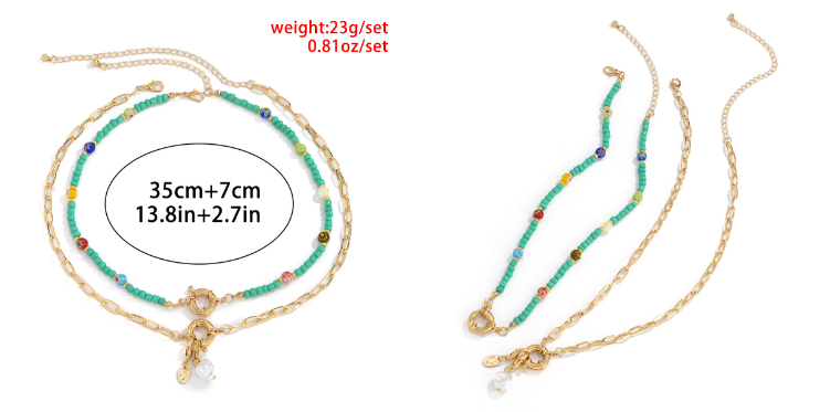 Vintage Multilayer Geometric Boho Beaded Geometric Necklace Hand Braided Necklace