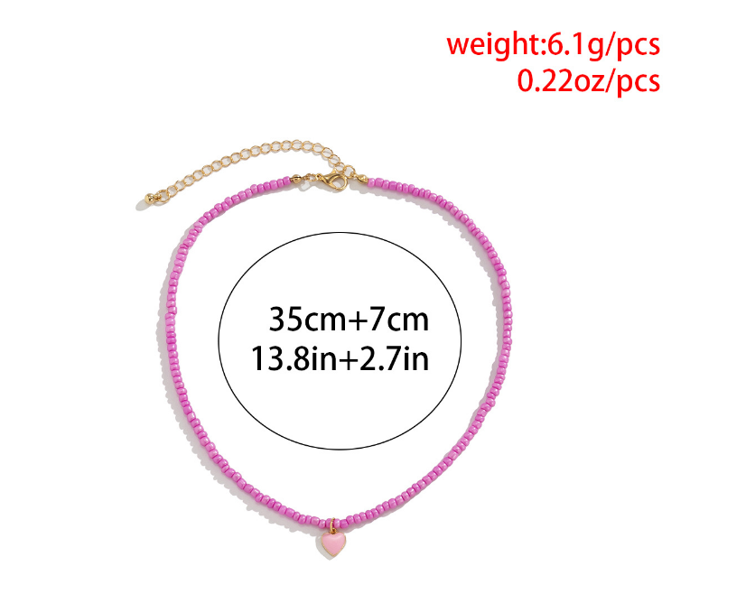 Nectarine Heart Simple  Bead Handmade Necklace Geometric Stacked Beaded Necklace