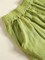 Women Summer Solid Pleat Pocket Thin Ramie Harem Pants