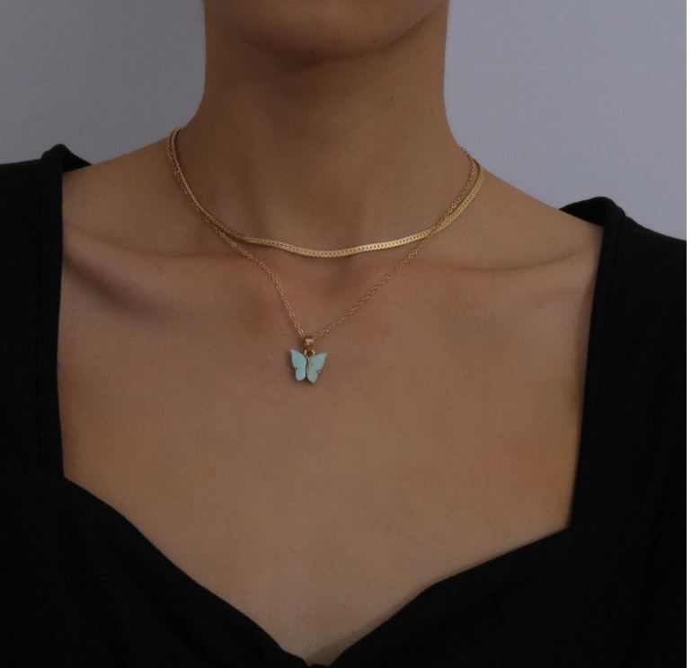 Jewelry design ins style geometric necklace temperament color small butterfly wild short necklace