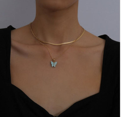 Jewelry design ins style geometric necklace temperament color small butterfly wild short necklace