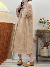 Load image into Gallery viewer, Plus Size Women Rerto Summer Print Loose Travel Ramie Dress