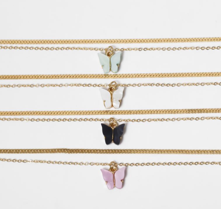 Jewelry design ins style geometric necklace temperament color small butterfly wild short necklace