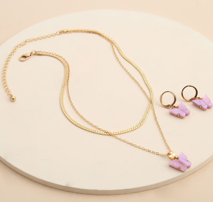 Jewelry design ins style geometric necklace temperament color small butterfly wild short necklace