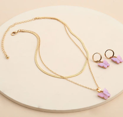 Jewelry design ins style geometric necklace temperament color small butterfly wild short necklace