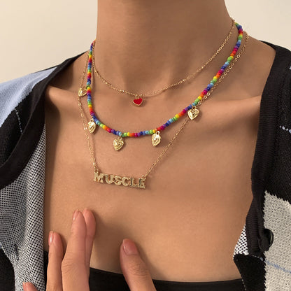 Vintage Multilayer Geometric Boho Beaded Geometric Necklace Hand Braided Necklace