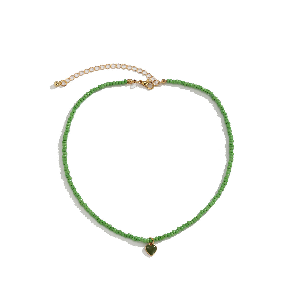 Nectarine Heart Simple  Bead Handmade Necklace Geometric Stacked Beaded Necklace