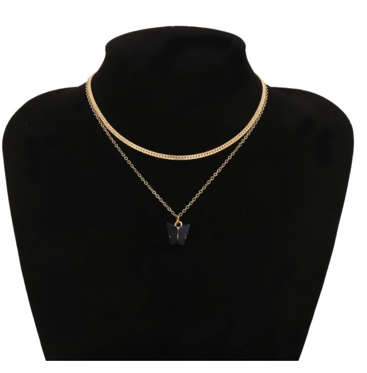 Jewelry design ins style geometric necklace temperament color small butterfly wild short necklace