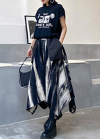 A-line skirt autumn and winter women's large high waist irregular black tie dye skirt