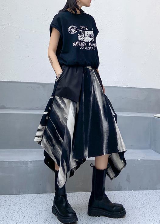 A-line skirt autumn and winter women's large high waist irregular black tie dye skirt