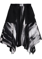 A-line skirt autumn and winter women's large high waist irregular black tie dye skirt