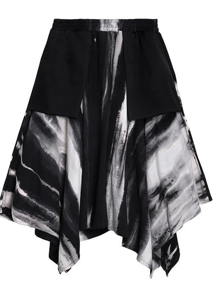 A-line skirt autumn and winter women's large high waist irregular black tie dye skirt