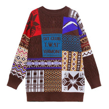 Load image into Gallery viewer, Aesthetic beige ColorBlock Sweater Blouse o neck trendy plus size Winter sweaters