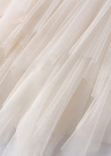 Load image into Gallery viewer, Apricot Asymmetrical Elastic Waist Tulle Pleated Skirt Summer