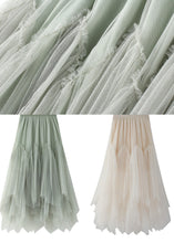 Load image into Gallery viewer, Apricot Asymmetrical Elastic Waist Tulle Pleated Skirt Summer