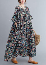 Load image into Gallery viewer, Art Black Print Loose O-Neck Summer Half Sleeve Dresses