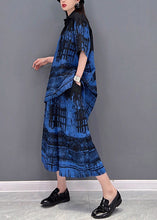Load image into Gallery viewer, Art Blue Peter Pan Collar Top And Wide Leg Pants Two Piece Set Summer