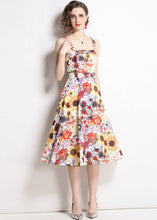 Load image into Gallery viewer, Art Floral Print Patchwork Chiffon Spaghetti Strap Dress Summer