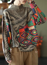 Load image into Gallery viewer, Art High Neck Tie Dye Print Mink Hair Knitted Sweater Tops Winter