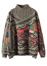 Load image into Gallery viewer, Art High Neck Tie Dye Print Mink Hair Knitted Sweater Tops Winter