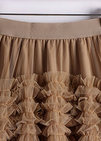 Art Khaki fashion low high design tulle Skirt Spring