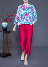 Load image into Gallery viewer, Art O-Neck Oversized Print Tops And Pants Two Pieces Set Batwing Sleeve