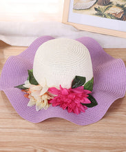 Load image into Gallery viewer, Art Orange Floral Straw Woven Floppy Sun Hat