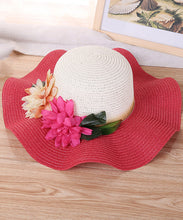 Load image into Gallery viewer, Art Orange Floral Straw Woven Floppy Sun Hat