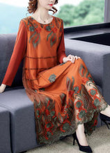 Load image into Gallery viewer, Art Orange Oversized Embroideried Tulle Holiday Dress Spring