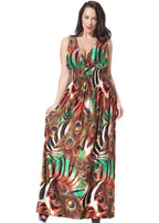Art Patchwork Print High Waist Ice Size Maxi Dress Sleeveless