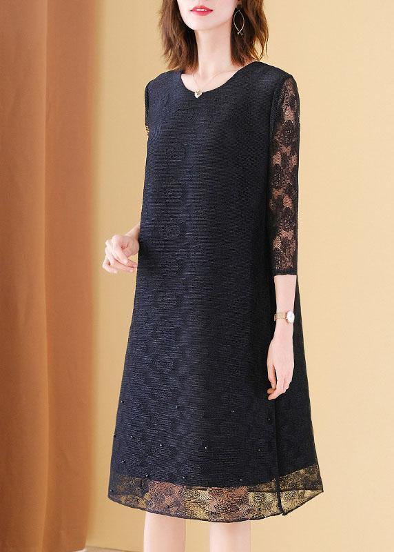 Art Pink O-Neck Long sleeve Maxi Summer Lace Dress