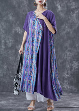 Load image into Gallery viewer, Art Purple Asymmetrical Patchwork Print Chiffon Dress Summer