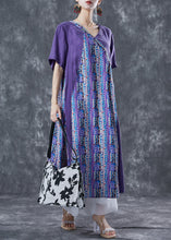 Load image into Gallery viewer, Art Purple Asymmetrical Patchwork Print Chiffon Dress Summer