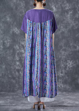 Load image into Gallery viewer, Art Purple Asymmetrical Patchwork Print Chiffon Dress Summer