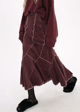 Load image into Gallery viewer, Art Red Wraped Patchwork Corduroy Skirt Winter